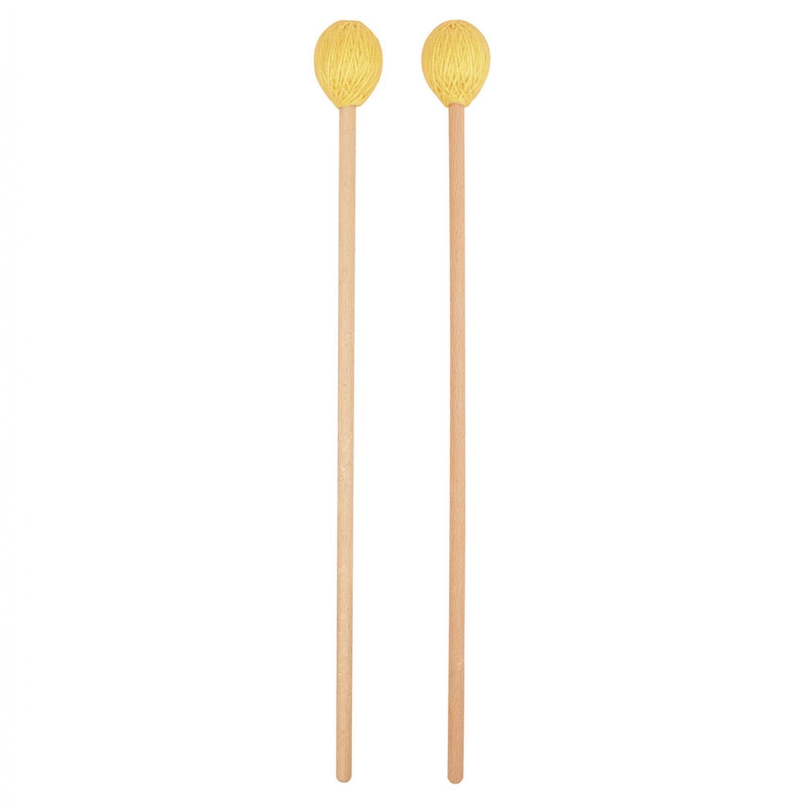 Marimba Mallets Wood Handle Soft Head Professionals Sticks yellow