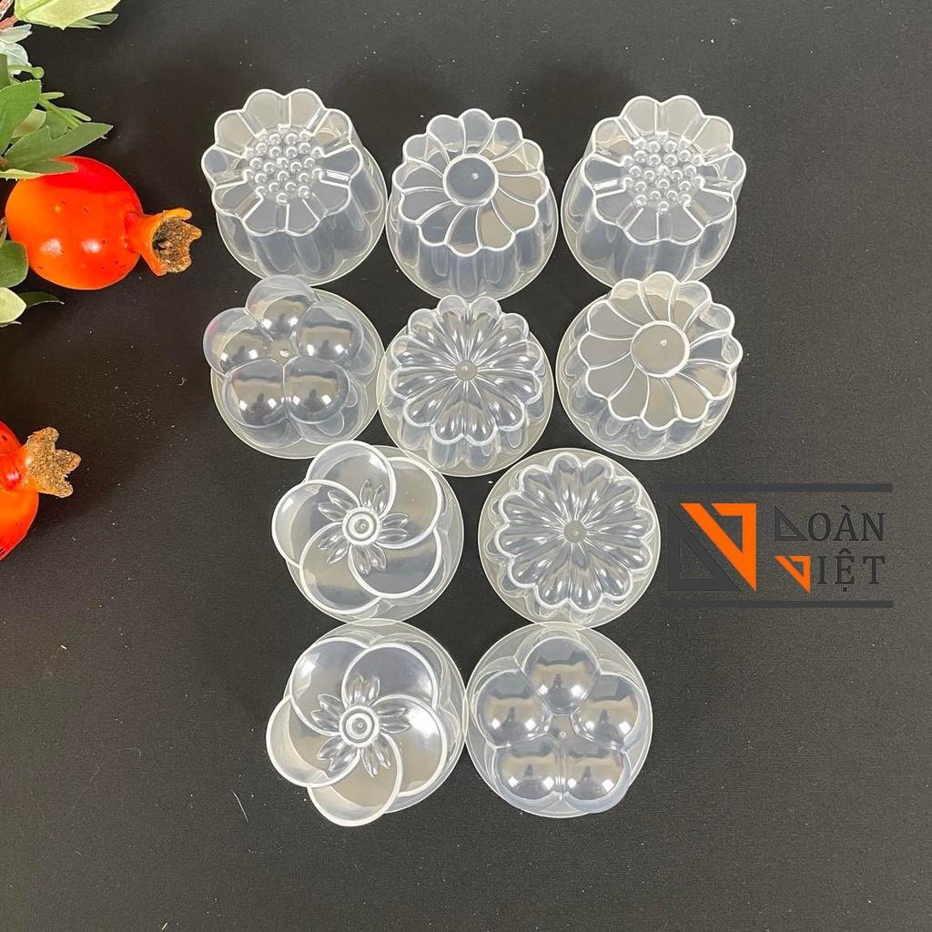 . Khuôn tạo hình 3D sắc nét, làm BÁNH IN, BÁNH PHỤC LINH hình hoa - CÓ NẮP, nhựa trong dày. đồ gia dụng nhà bếp pha chế làm bánh nguyên liệu