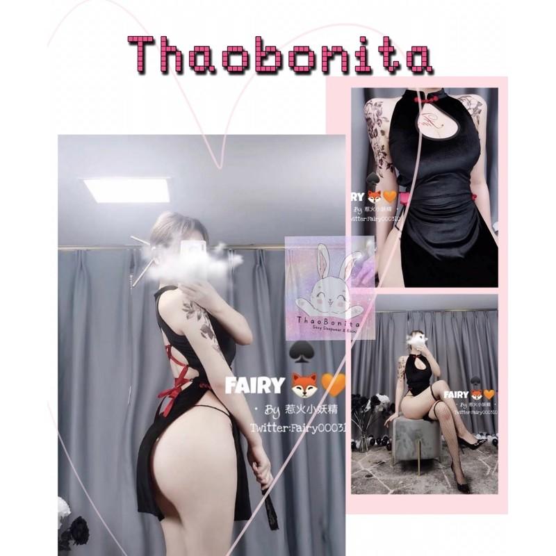 Set cosplay sườn xám nhung đan dây đỏ T209 GIAO HOẢ TỐC HCM
