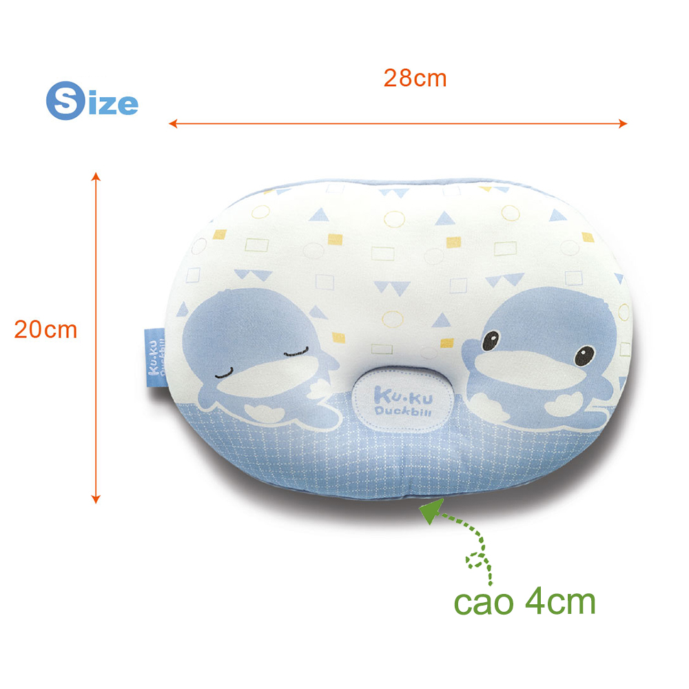 Gối chống bẹp đầu cho bé sơ sinh KU.KU Duckbill mềm mại thoáng khí 3D 20x28x4cm ku2085