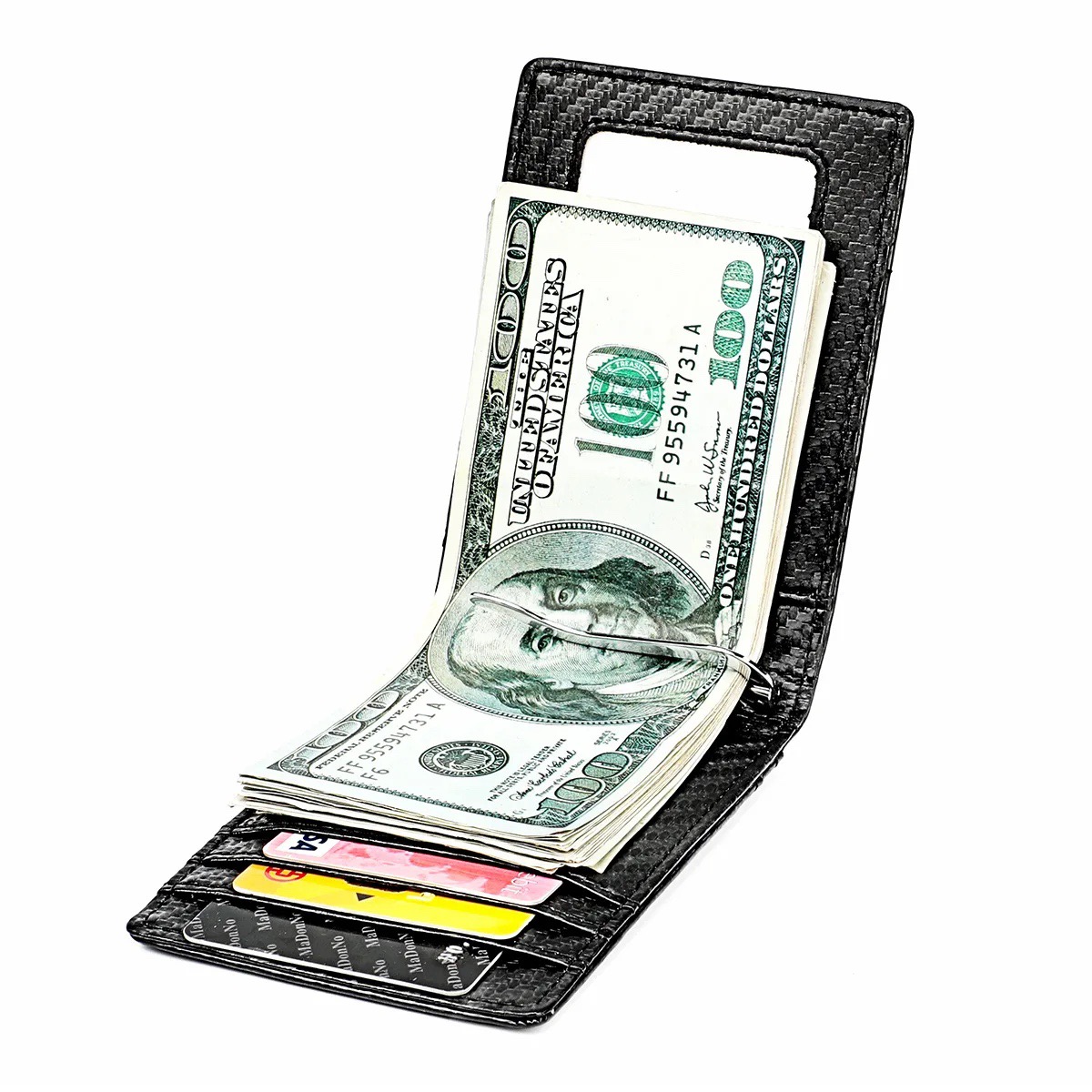 Ví Mỏng  Có Ngăn Đựng Thẻ Có Bảo Vệ RFID, Tối Đa 12 Thẻ, Ví Da Mini, Ví nam và nữ, Nhỏ, Ví, Carbon Đen, Bóp Mini Hiện đại
