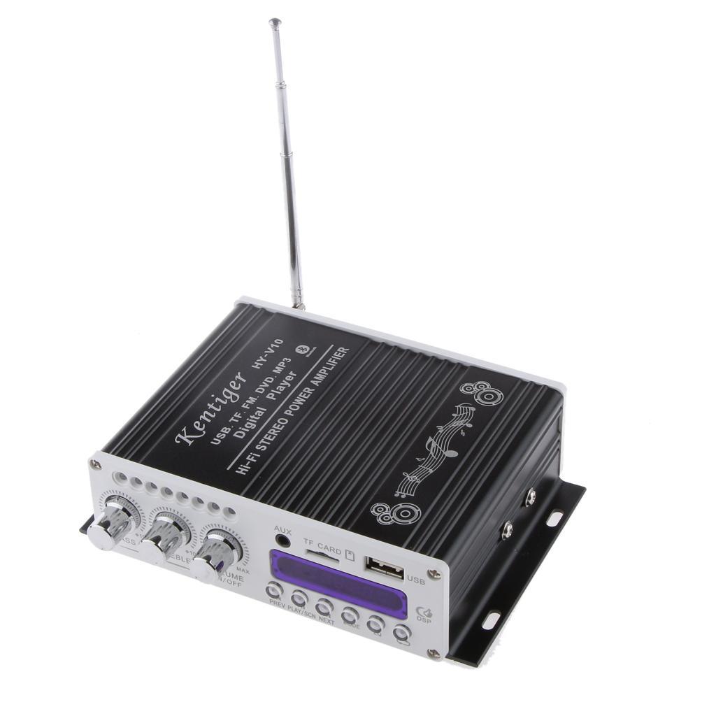 2CH Bluetooth HiFi Stereo AMP Amplifier Bass Booster For Car Home MP3 Black