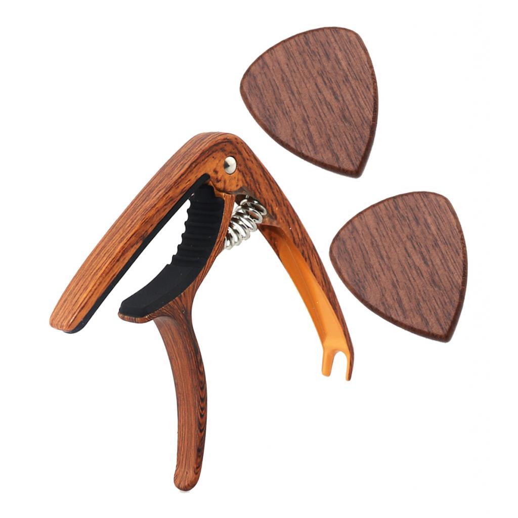 Đen Óc Chó Gỗ Đàn Guitar Phím 2 chiếc, Đàn Guitar Plectrums Cho Điện, Acoustic hoặc Guitar Bass & Guitar Capo