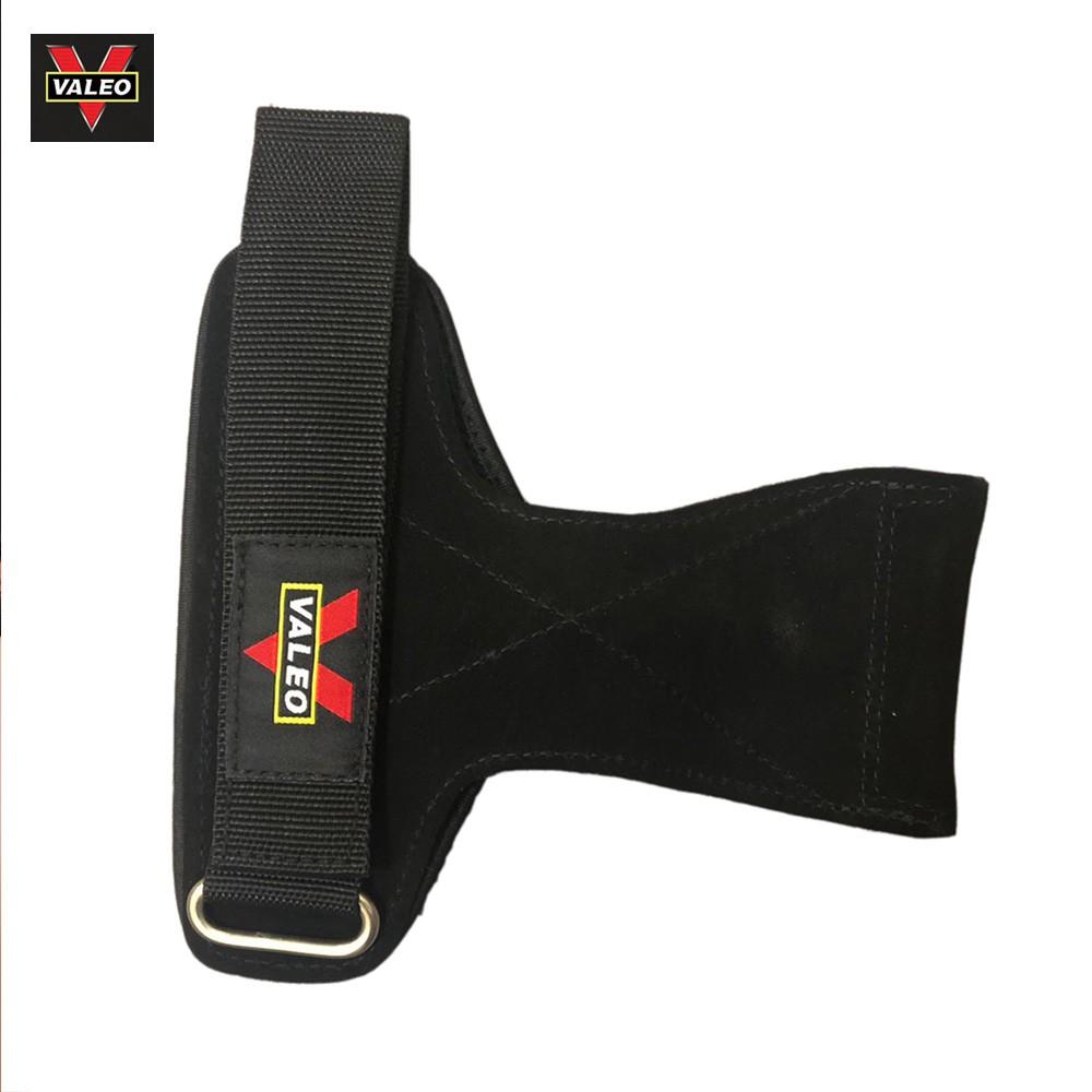 Dây Kéo Lưng kết hợp Găng Tay Tập Gym, Lifting Straps Da Bò rất dày và êm tay - Sản phẩm chính hãng Valeo