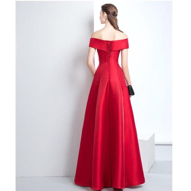 Đầm Maxi dạ hội bẹt vai kết hoa ren nổi và đá SANG TRỌNG - Size ML đến 58kgMM MM