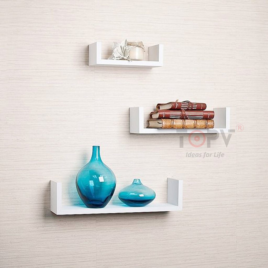 Giá sách gỗ kiêm decor chữ U TopV kệ sách để bàn treo tường để đựng đỡ kê vở cho bé nhỏ mini giá rẻ