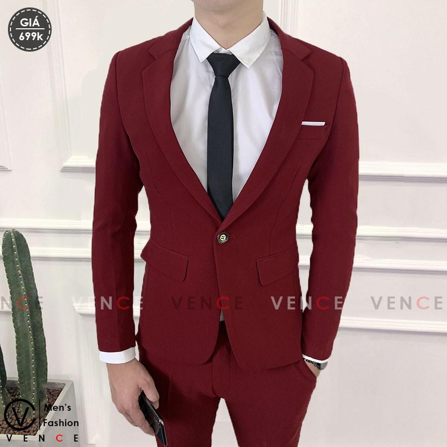 Bộ Vest nam form ôm body chất vải dày mịn co giãn nhẹ. Suit Nam Cao Cấp - TIANO STORE