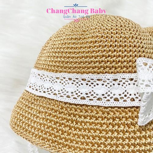 Nón handmade bé gái, mũ cho bé gái chất liệu sợi dệt cao cấp size 6 tháng đến 2 tuổi