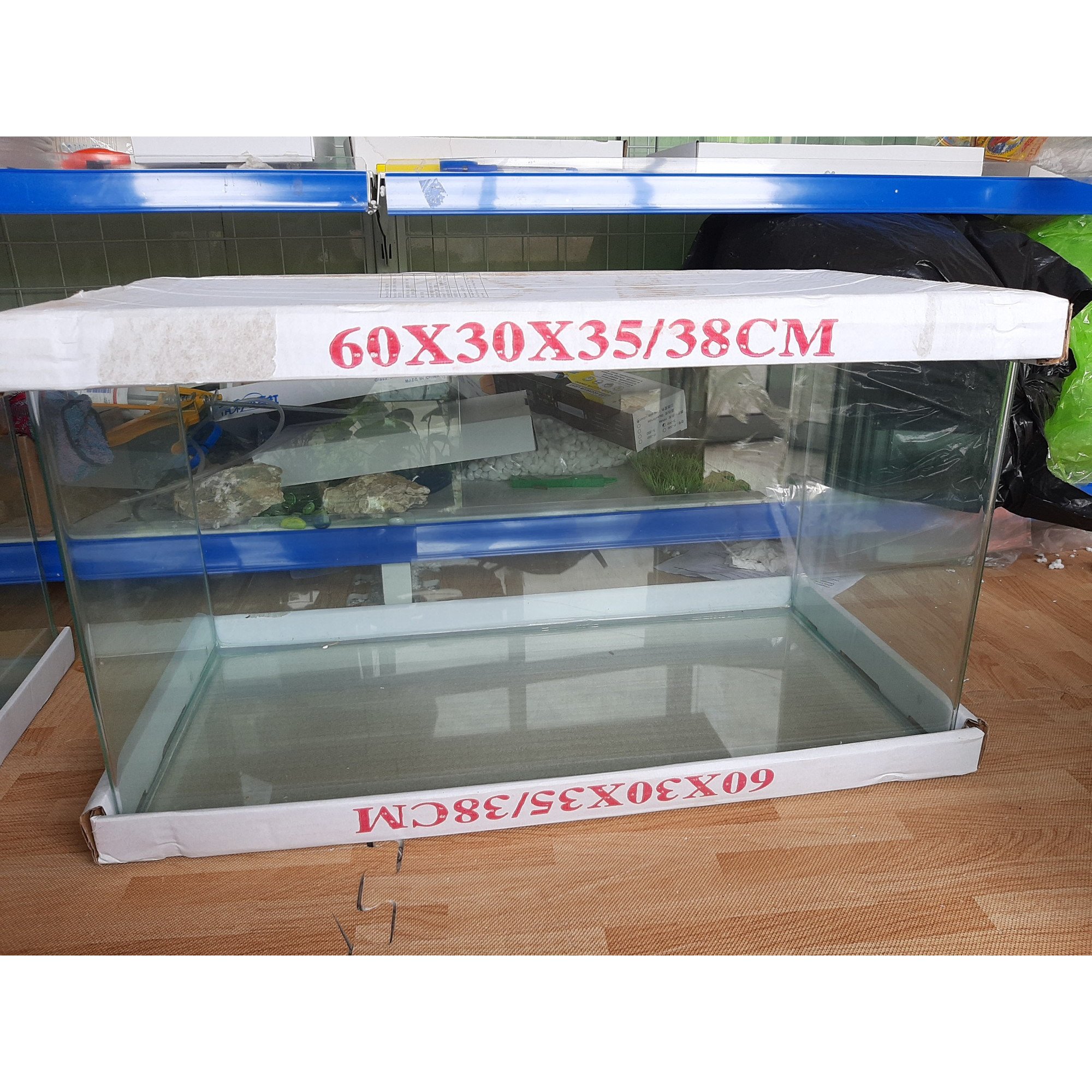 Bể cá mini để bàn kính đúc 60x30x35 cm - hồ cá đúc, hồ cá mini để bàn