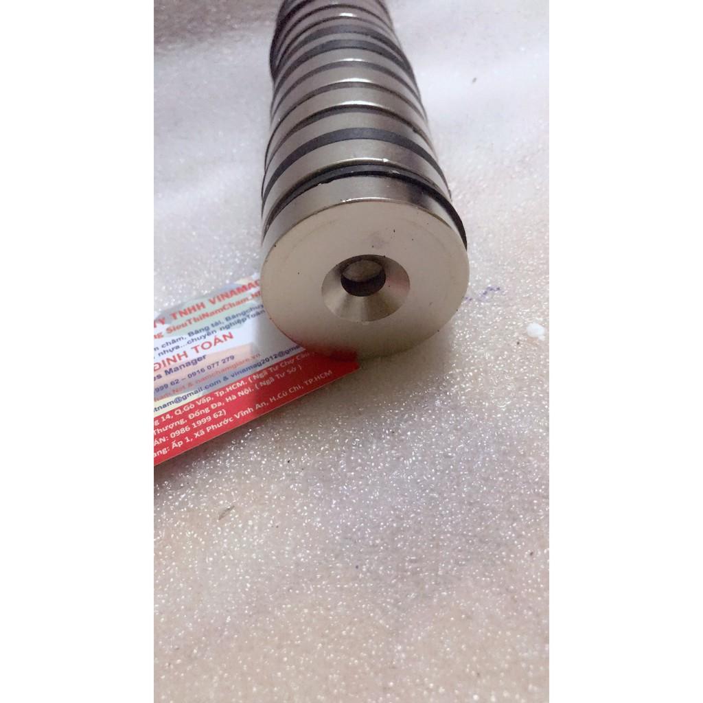 Nam châm mạnh D50 * 10 lỗ 10MM neodymium