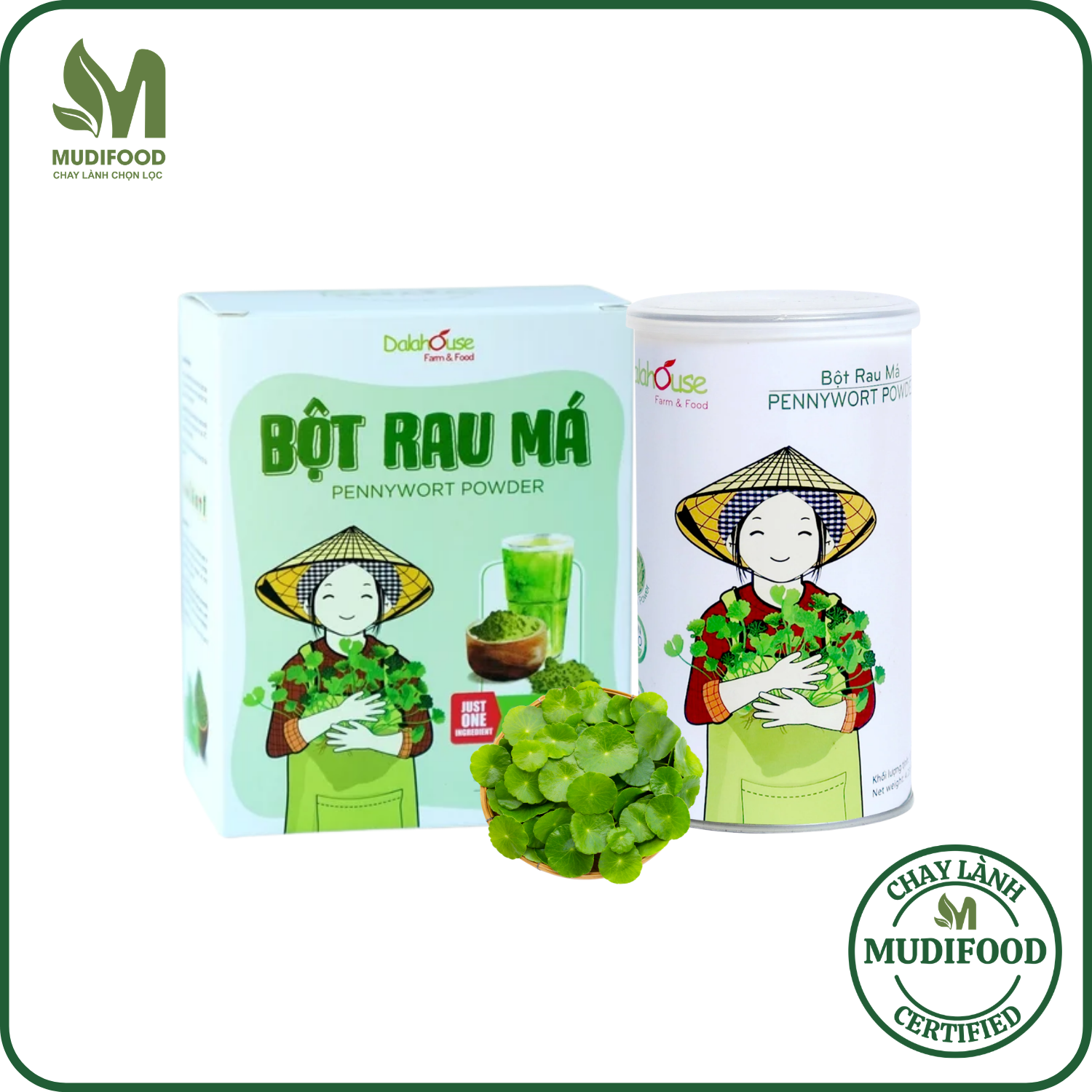 Bột Rau Má Hữu Cơ Nguyên Chất Sấy Lạnh Dalahouse – Thải Độc, Mát Gan, Lợi Tiểu, Giúp Hạ Sốt, Hỗ Trợ Giảm Mụn Nhọt, Rôm Sấy, An Thần, Cải Thiện Trí Nhớ, Hỗ Trợ Tiêu Hóa, Giảm Sẹo Lồi, Giảm Thâm, Đẹp Da, Tăng Cường Hệ Miễn Dịch, Phòng Ngừa Táo Bón – Hộp 20 gói 3g