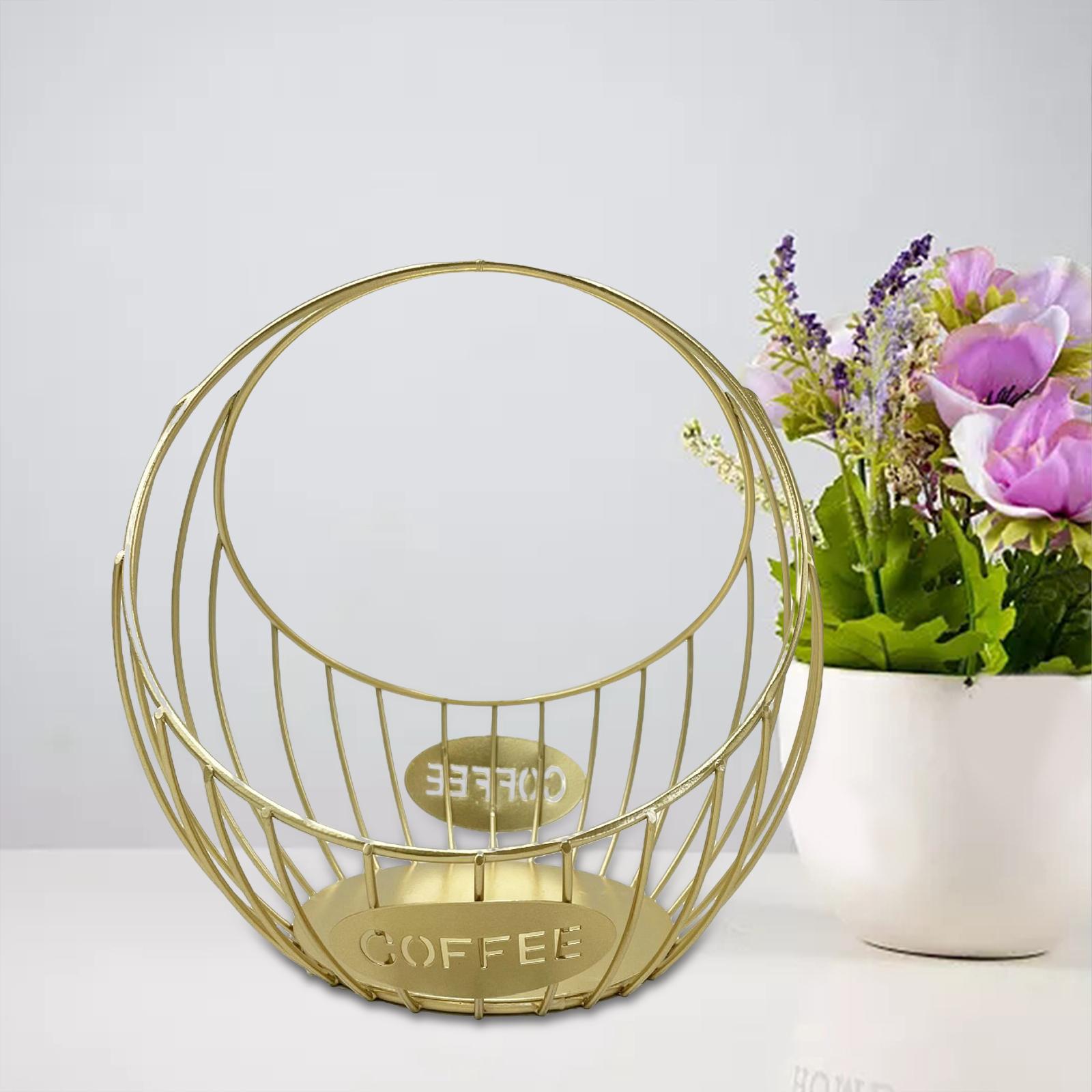 Coffee Pod Holder Organizer, cup holder Holder Storage Basket , Gold