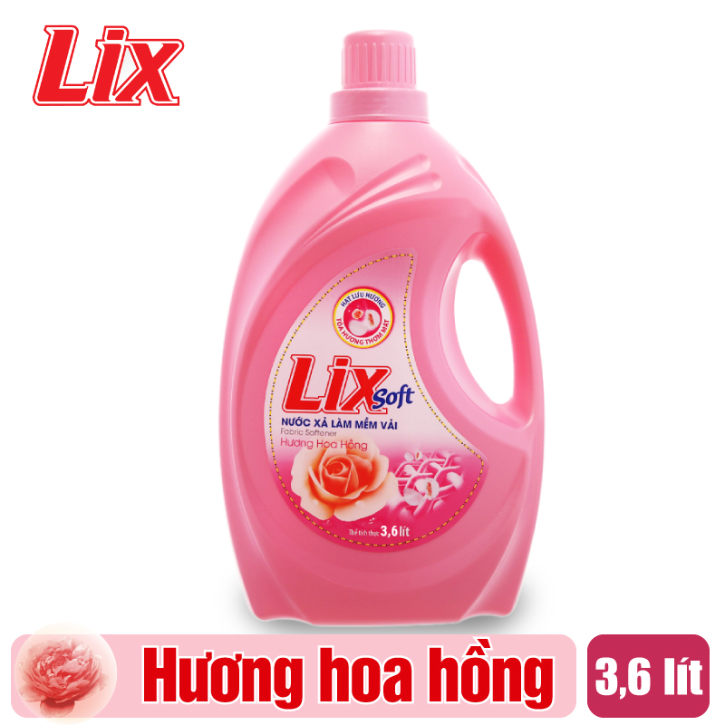 Nước xả vải Lix soft hương hoa hồng 3.6 lít LSH36