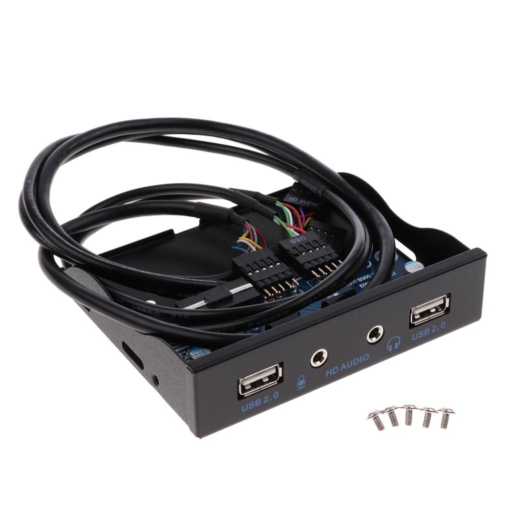 Motherboard 9 Pin to 2 Port USB2.0 Audio Front Panel Expansion Bracket Cable