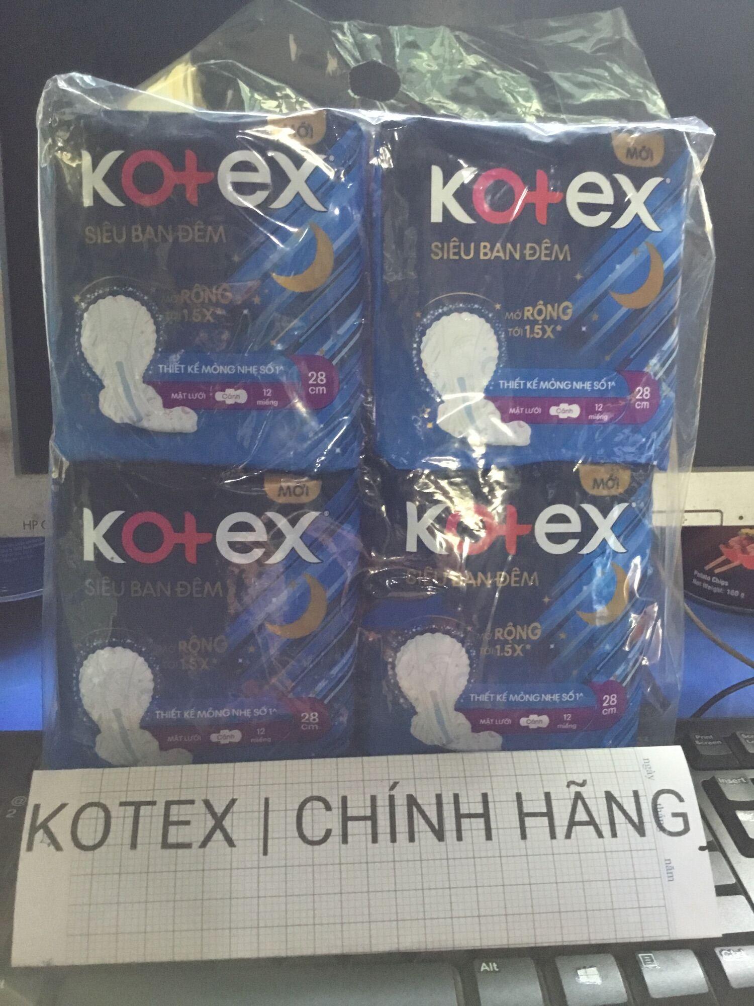 (Gói lớn 12 Miếng)-Combo 4 Gói Băng Vệ Sinh Kotex Siêu Ban Đêm 28cm - Mỗi Gói 12 Miếng- HSD luôn mới