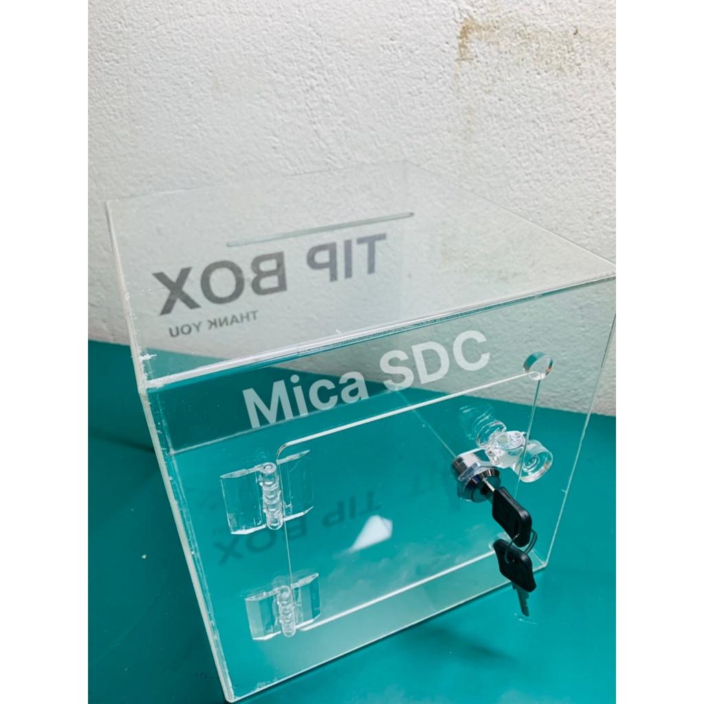 Hộp đựng tip - thùng mica đựng t.iền tip - tip box có ổ khóa