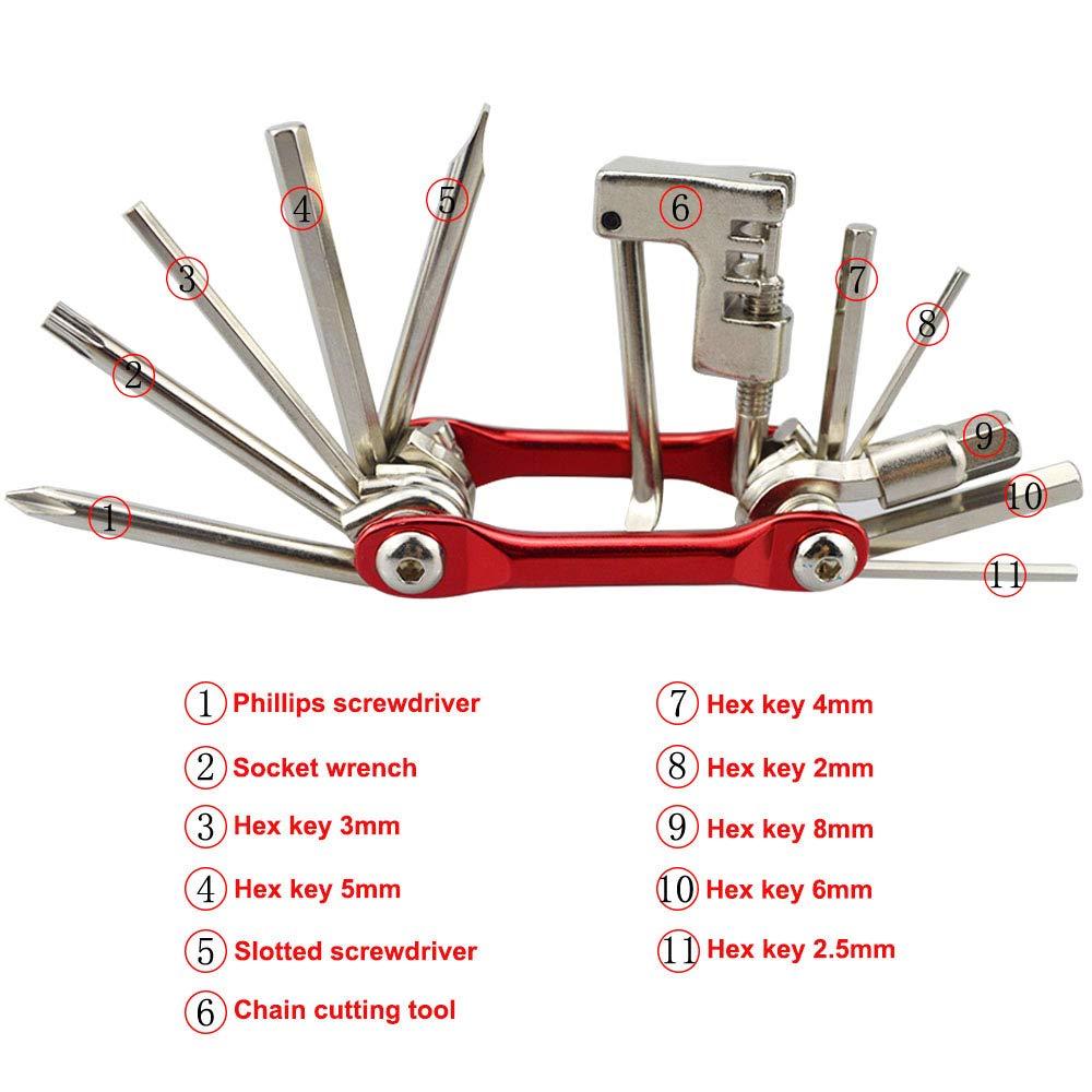 11 Trong 1 Công cụ sửa chữa xe đạp đa chức năng, bộ xe đạp đa dụng cụ mini, công cụ bảo dưỡng xe đạp có thể gập lại di động
