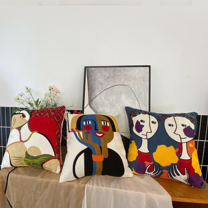 Phong Cách Mới Thêu Trừu Tượng Vỏ Gối Đệm Có Picasso Trang Trí Ném Gối Có Cho Ghế Sofa Xe Vỏ Gối 45x45cm