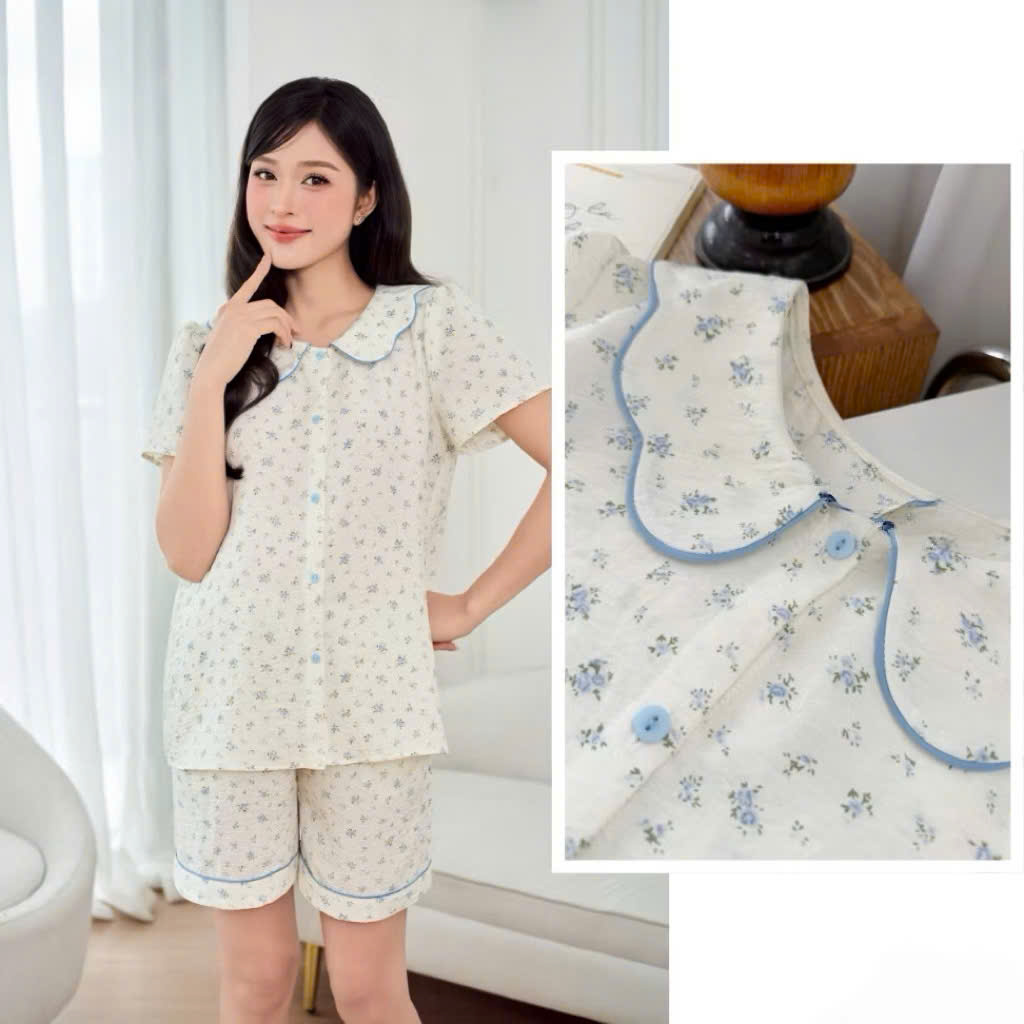 Bộ Đồ Bầu Đùi Chất Đũi Mát Mặc Hè Cho Mẹ Sau Sinh