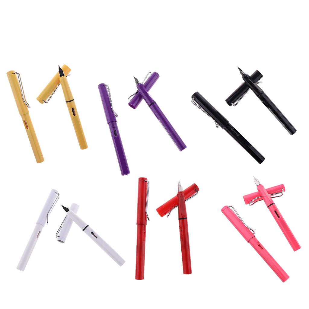 Nice Smooth Surface Colorful Plastic Design Fountain Pen Silver Color Metal Hooks Ink Pen Fine Nib Portable