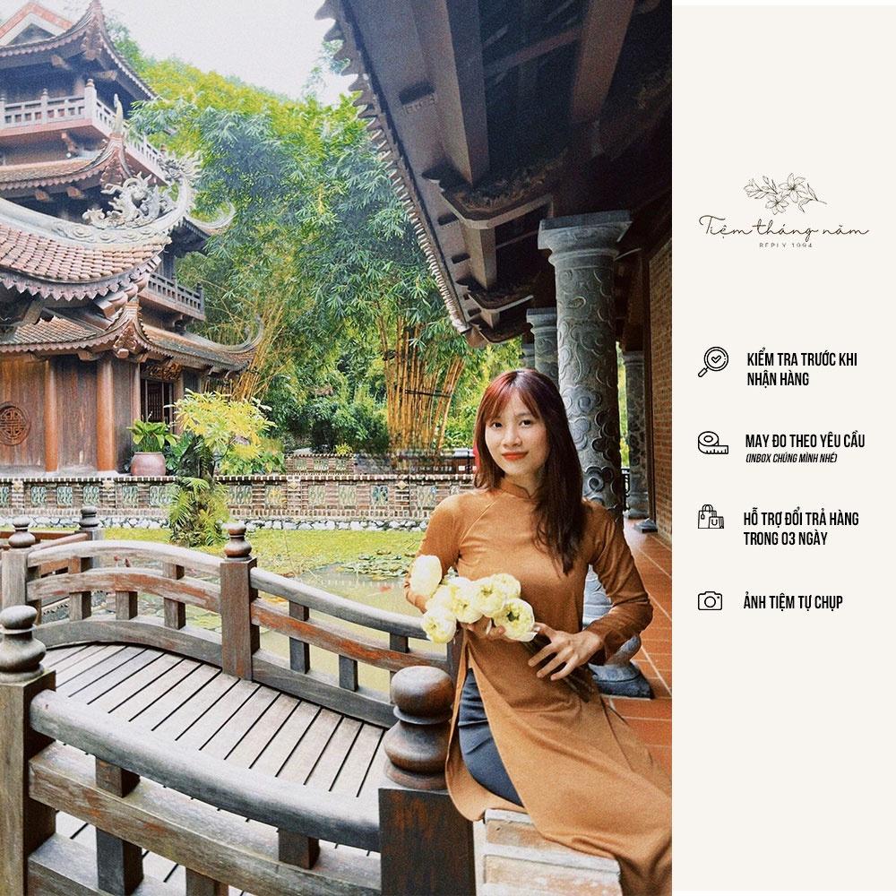 Áo dài xưa dáng suông - màu Nâu