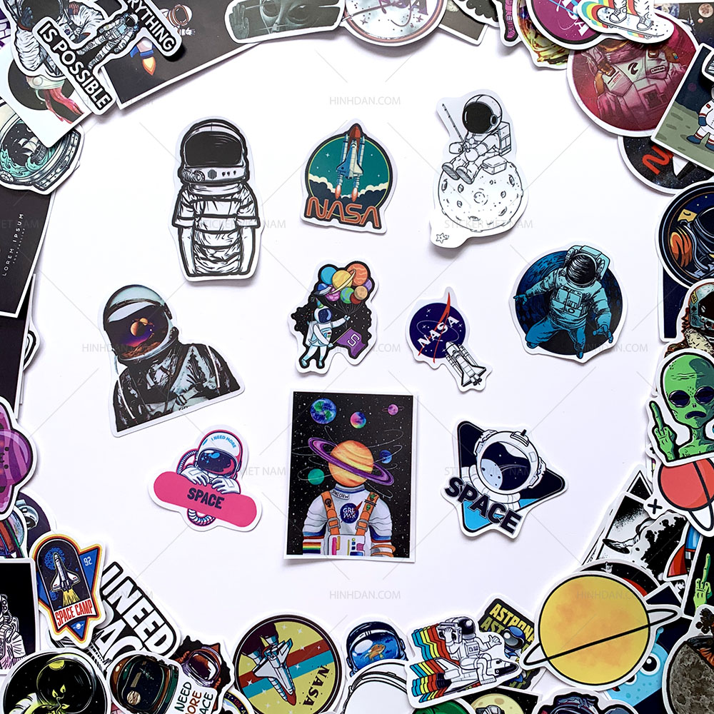 Sticker Phi Hành Gia - Astronaut - Dán Trang Trí - Chất Liệu PVC Cán Màng Chất Lượng Cao Chống Nước, Chống Nắng, Không Bong Tróc Phai Màu
