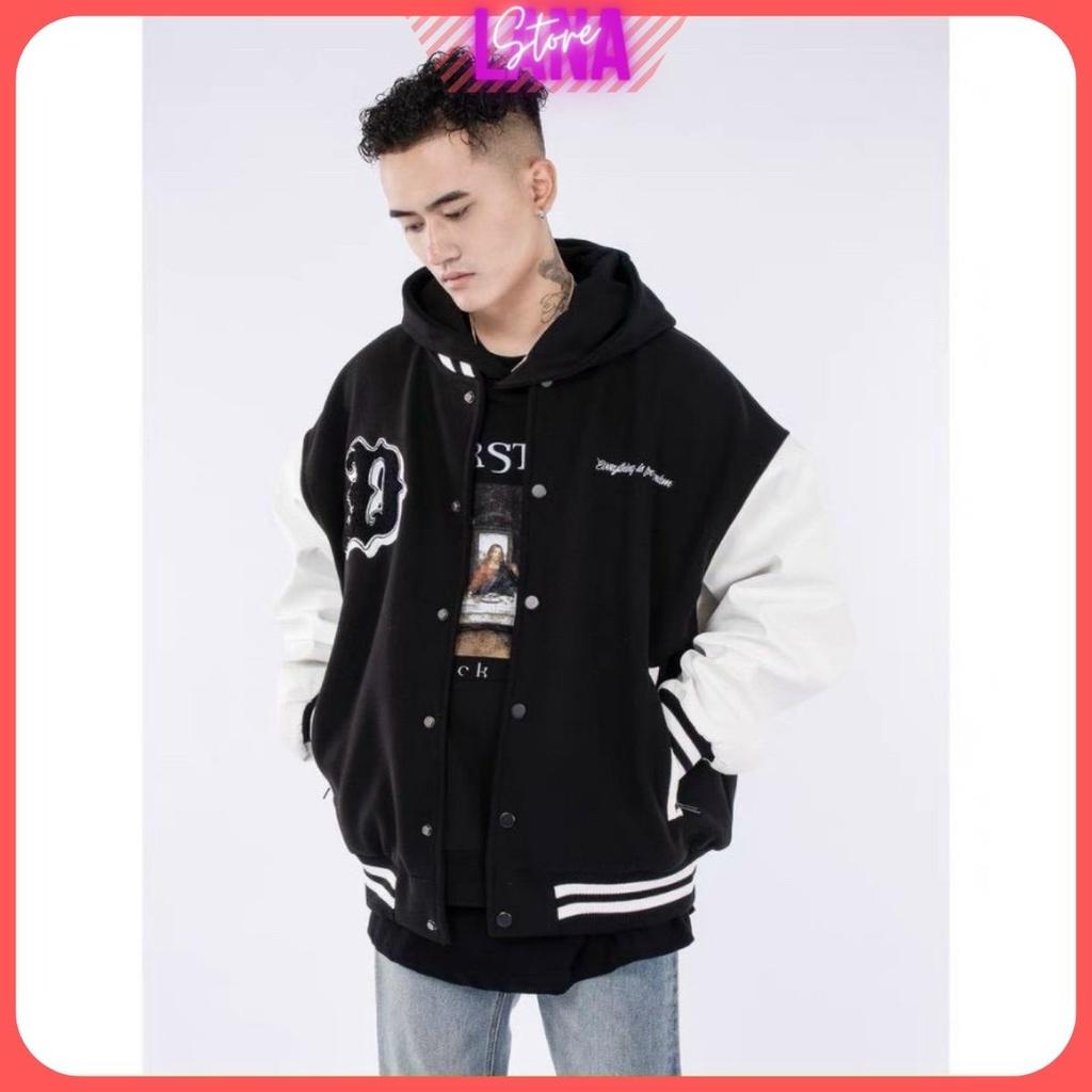 Áo Khoác Bomber In Hình Chữ D Cá Tính Form Unisex Chất Nỉ Bông