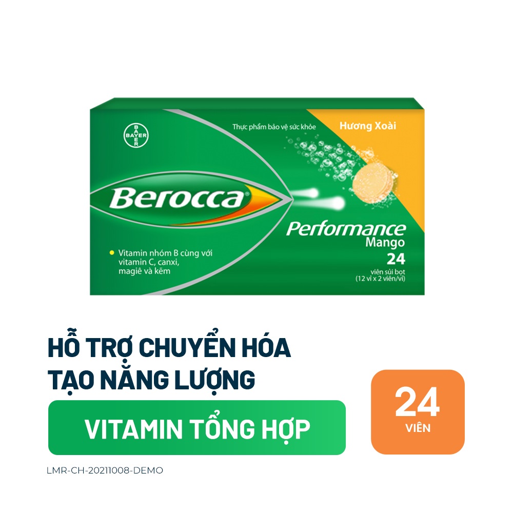 Viên sủi bổ sung Vitamin Berocca Performance Mango 24 Viên