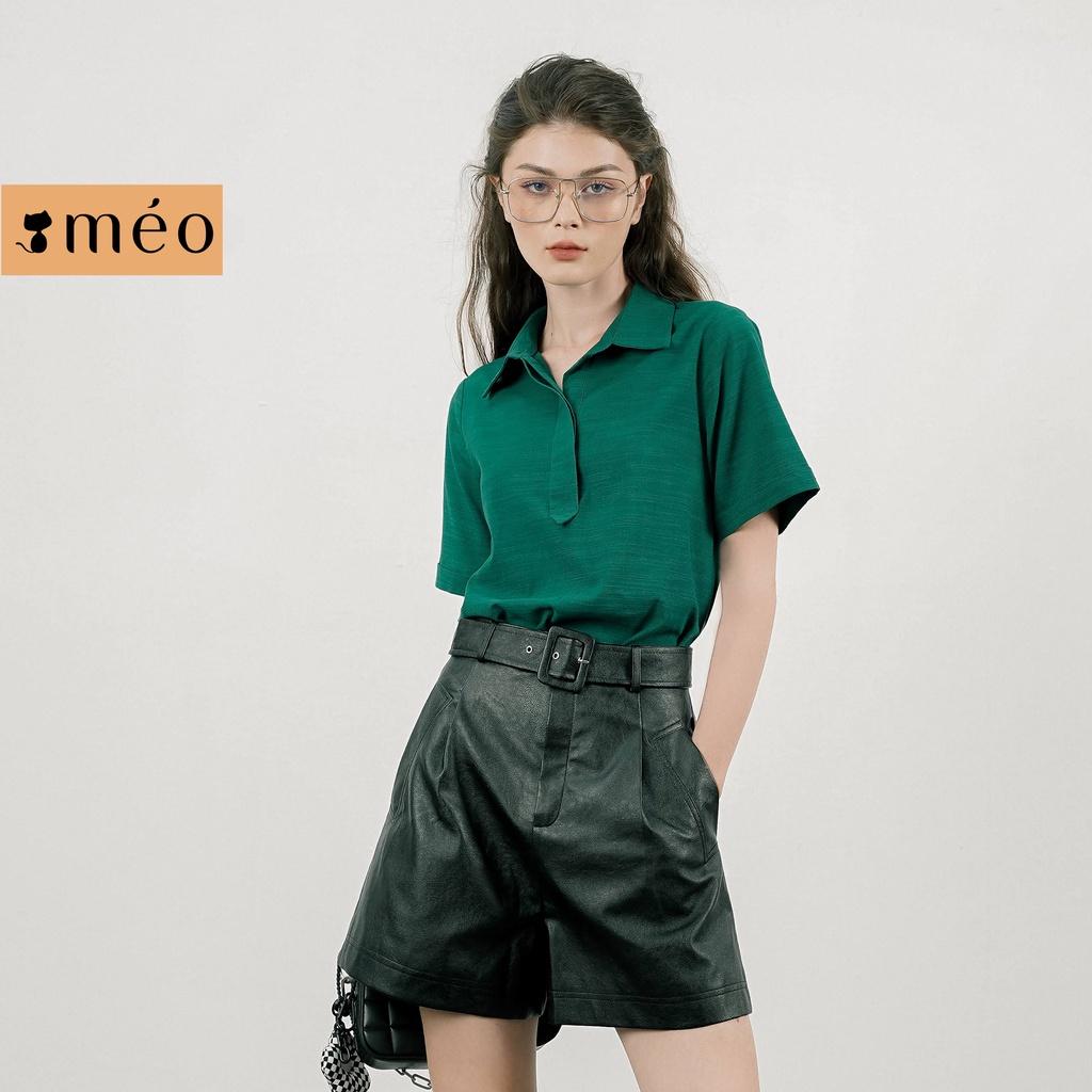 Quần short nữ Méo shop ống rộng chất liệu da Arian