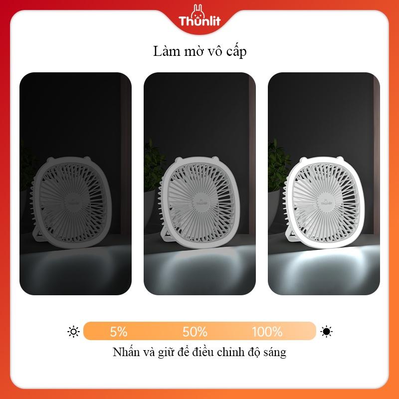 Quạt treo được để bàn với đèn Thunlit Có thể sạc lại và điều chỉnh 3 tốc độ gió và nắp có thể tháo rời