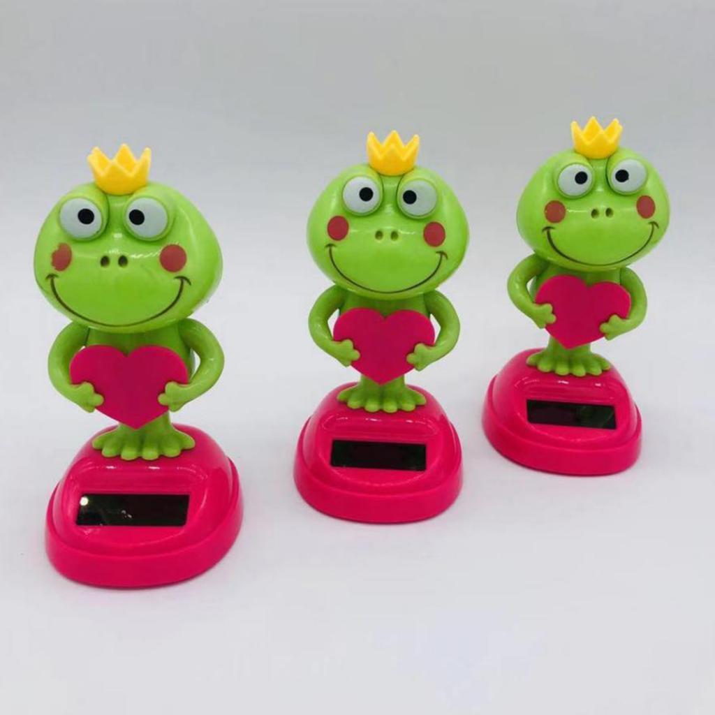 Solar Powered Dancing Green Frog Animated Bobble Dancer Toy Table Car Decor