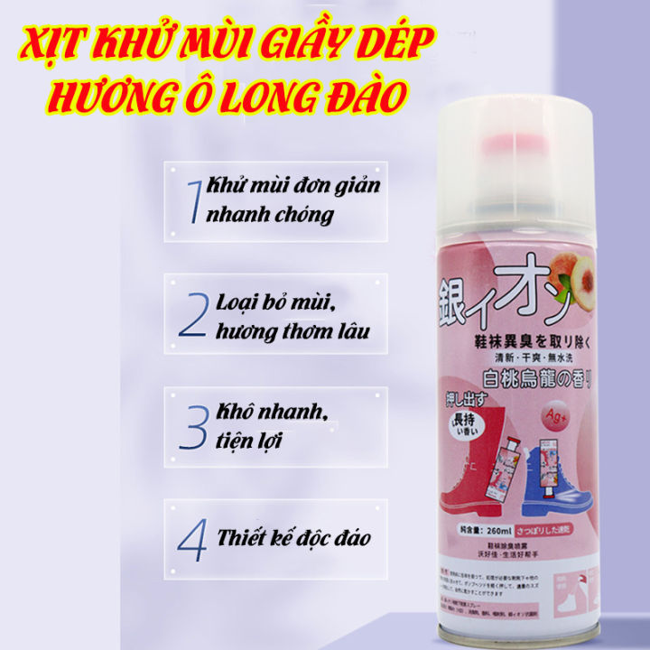 Xịt khử mùi giày, xịt khử mùi giày nano bạc, xịt khử mùi giày nhật bản , xịt khử mùi hôi chân, xịt khử mùi tất dung tích 260ml