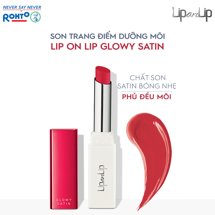 Son thỏi dưỡng môi trang điểm chất son satin Lip On Lip Glowy Satin