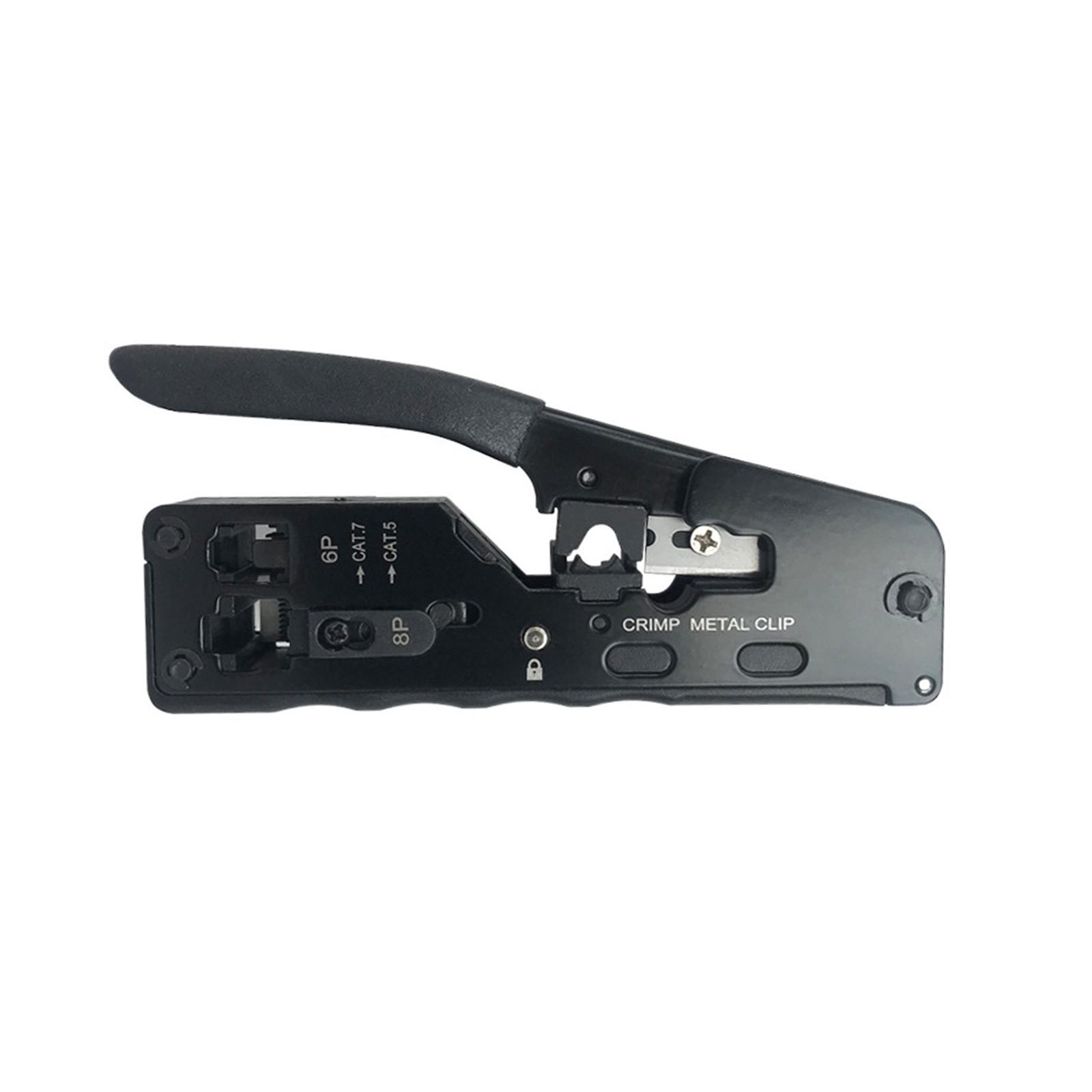Pass through RJ45 Crimper Cutter Cutting Network Cable Crimping Tool Compact Size Spring Loaded Handle Comfortable Grip