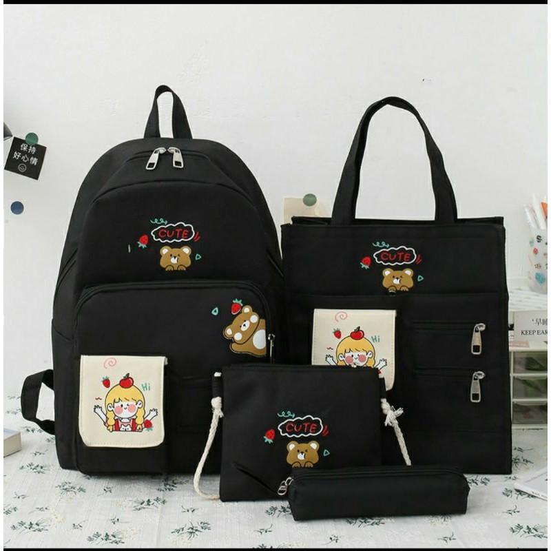 Set 4 món balo đi học sinh sinh viên cấp 1,2,3 - CUTE