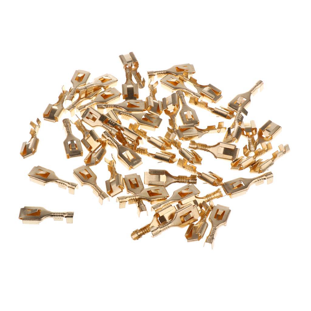 50Pack 6.3 mm Female Electrical Spade Crimp Terminals Wiring Connectors