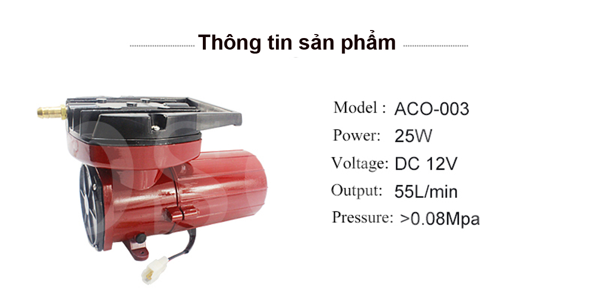 Máy sủi thổi khí oxy 25W HAILEA ACO 003 chạy bình ắc quy 12V :vận chuyển hải sản, bán hải sản ở chợ, khi nhà mất điện, bơm đệm khí, sục hồ tắm...BH uy tín