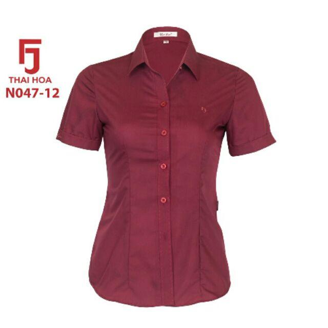 Áo thái hòa màu đỏ đô N047-12