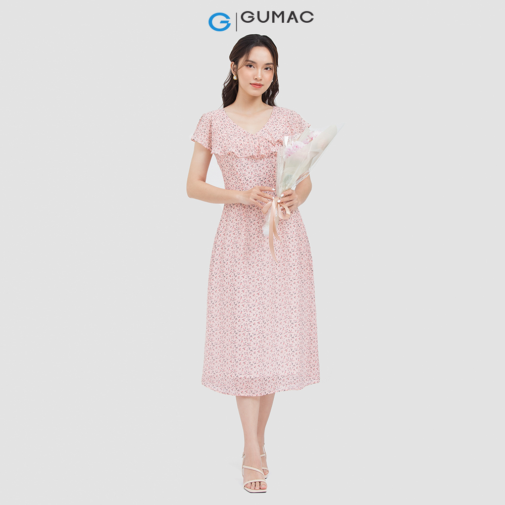 Đầm suông nữ GUMAC DC06069 maxi cổ bèo