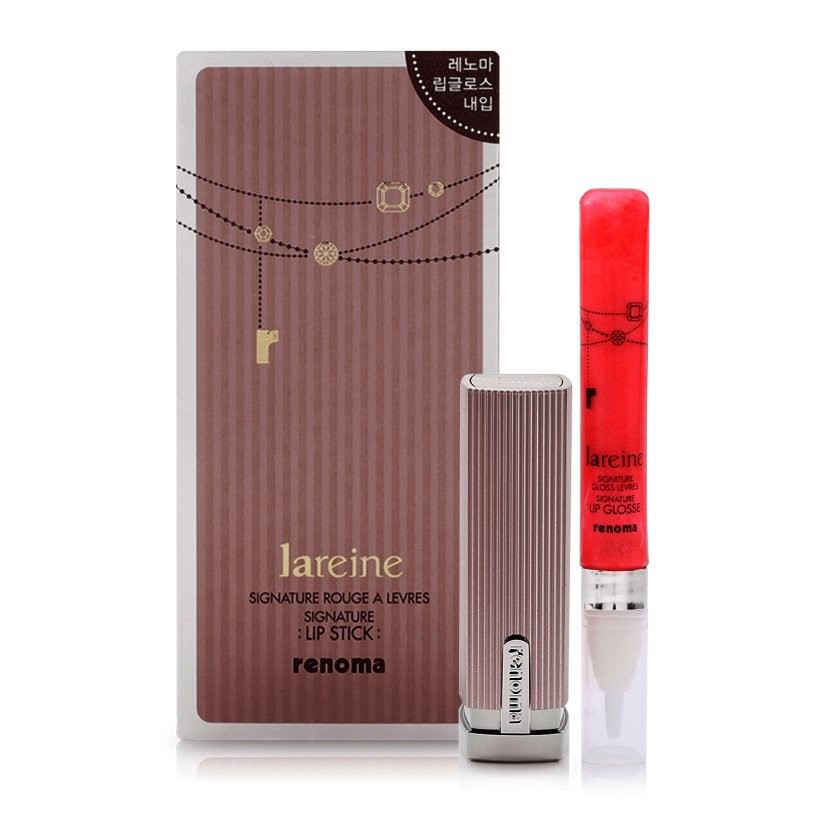 Bộ Son Môi Và Son Bóng Dưỡng Lareine Signature Lipstick #P3 Renoma