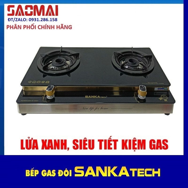 Bếp gas dương mặt kính SANKAtech SKT-906BB - Dòng cao cấp tiết kiệm ga - Hàng chính hãng