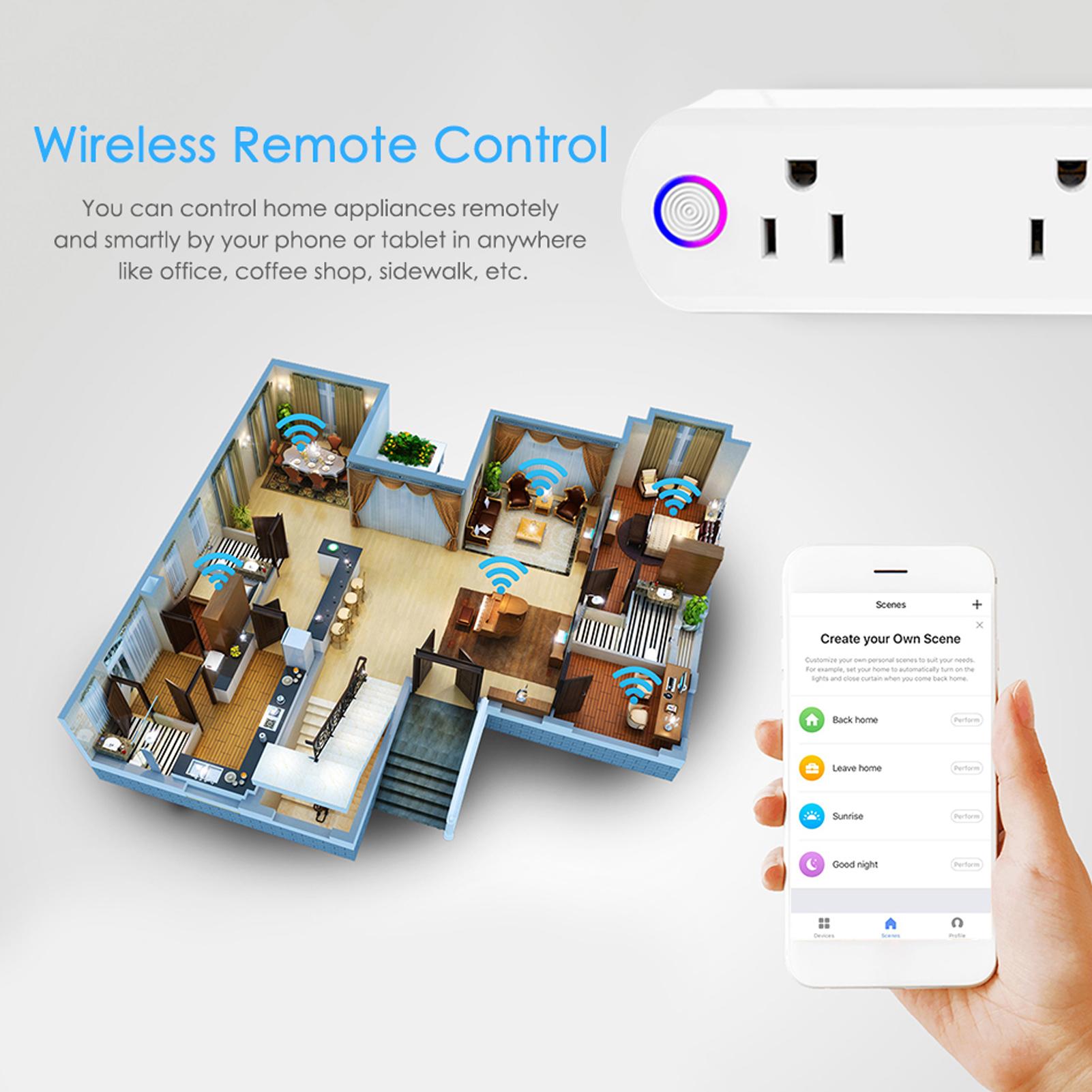 2 in 1 Smart Plug Socket Wireless Dual Power Socket with APP and Voice Control Timing Switch Overload Protection