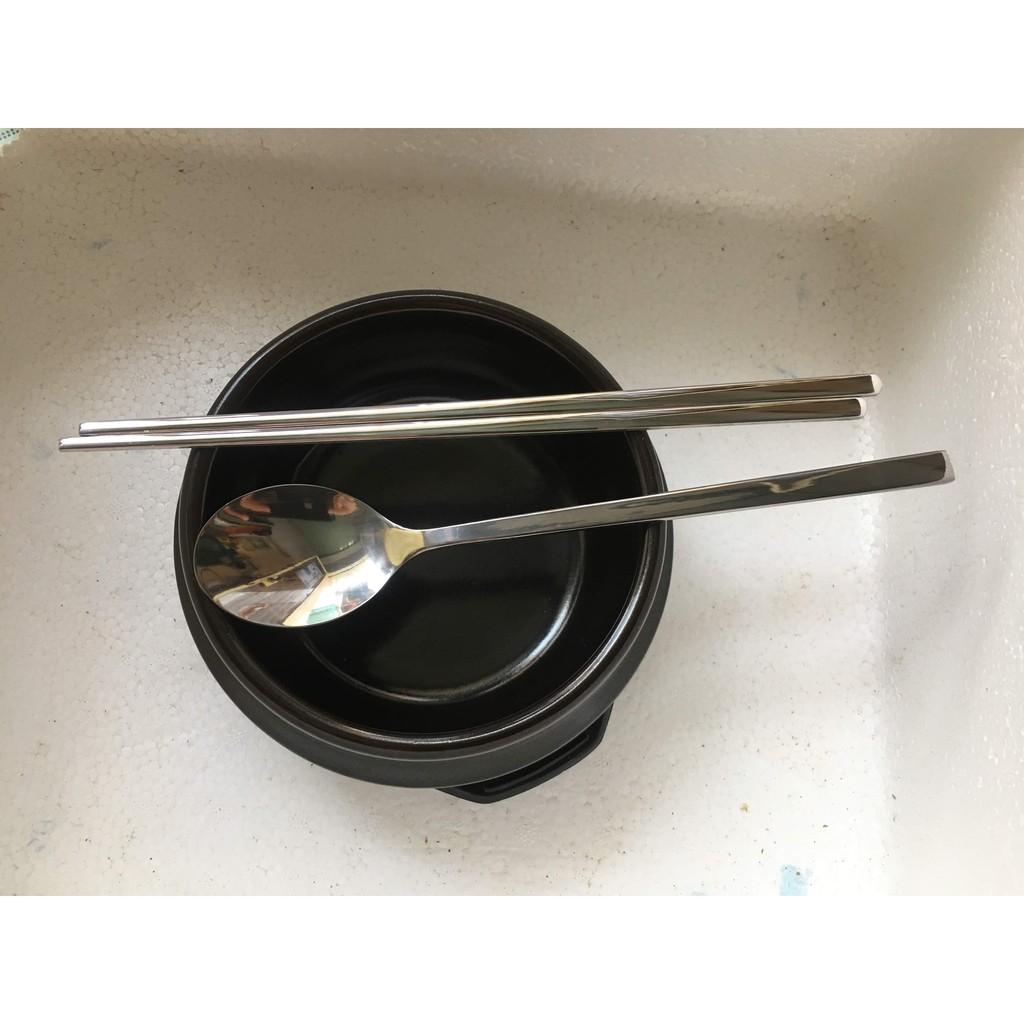 COMBO 10 CÁI MUỖNG ĐẦU TRÒN CÁN DÀI INOX SÁNG BÓNG DÀY 22 CM