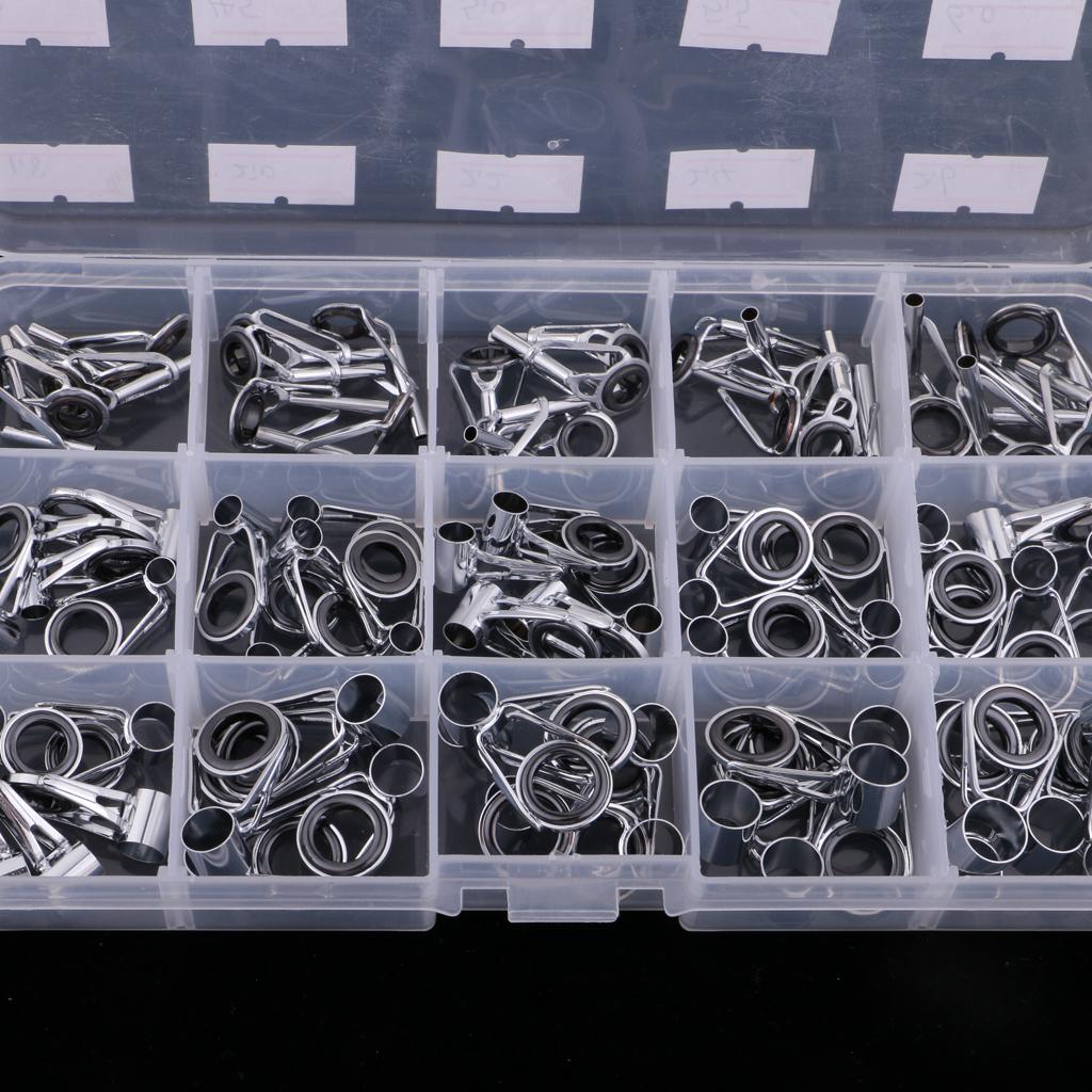 75pcs Fishing Rod Guides Ceramic Ring Telescopic Surf Casting Rod Tips Tops
