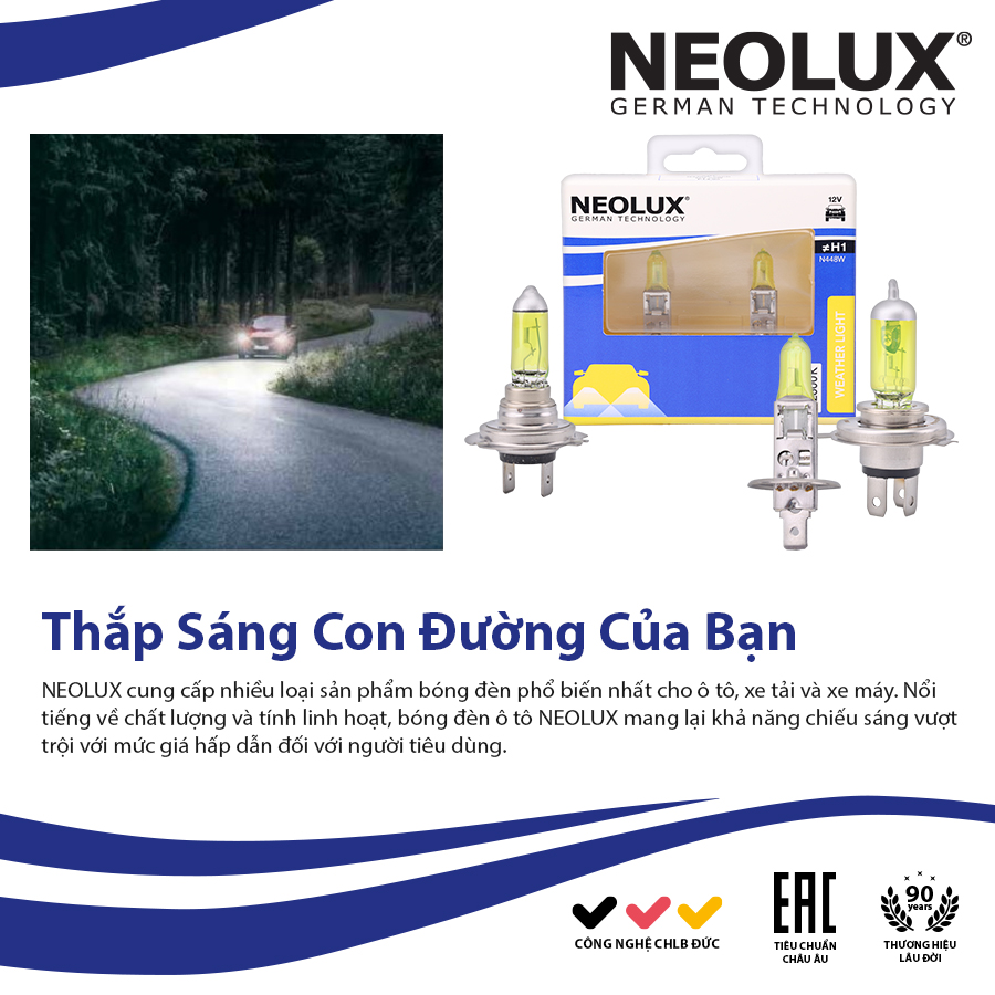 Combo 2 Bóng Đèn Halogen Phá Sương Mù OSRAM NEOLUX Dùng Cho Xe Ô Tô Xe Máy Chân H1 H4 H7 - Nhập Khẩu Chính Hãng
