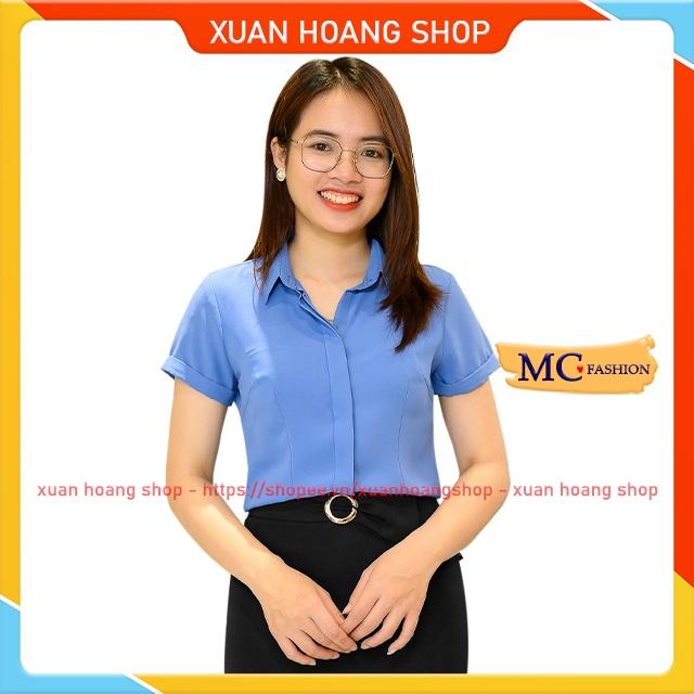 Áo Sơ Mi Nữ Công Sở Đẹp Mc Fashion Ngắn Cộc Tay, Màu Trắng, Đen, Đỏ, Hồng, Tím, Xanh Công Đoàn A688
