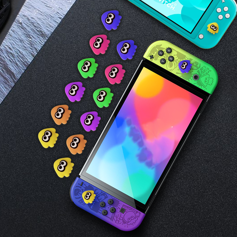 Vỏ bọc ngón tay cái bằng silicon hình con mực bạch tuộc Vỏ cần điều khiển cho Nintendo Switch NS Oled Lite Bộ điều khiển Joy-con Nắp kẹp ngón tay cái Màu sắc: nắp và 2 tay cầm