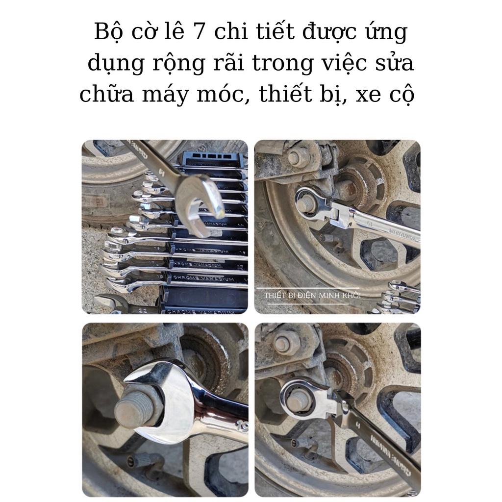 Bộ Cờ Lê Đa Năng Tự Động Gật Gù 7 Chi Tiết Linh Hoạt Hàng Cao Cấp, bộ cà lê vòng miệng tự động, cổ gật gù sua xe