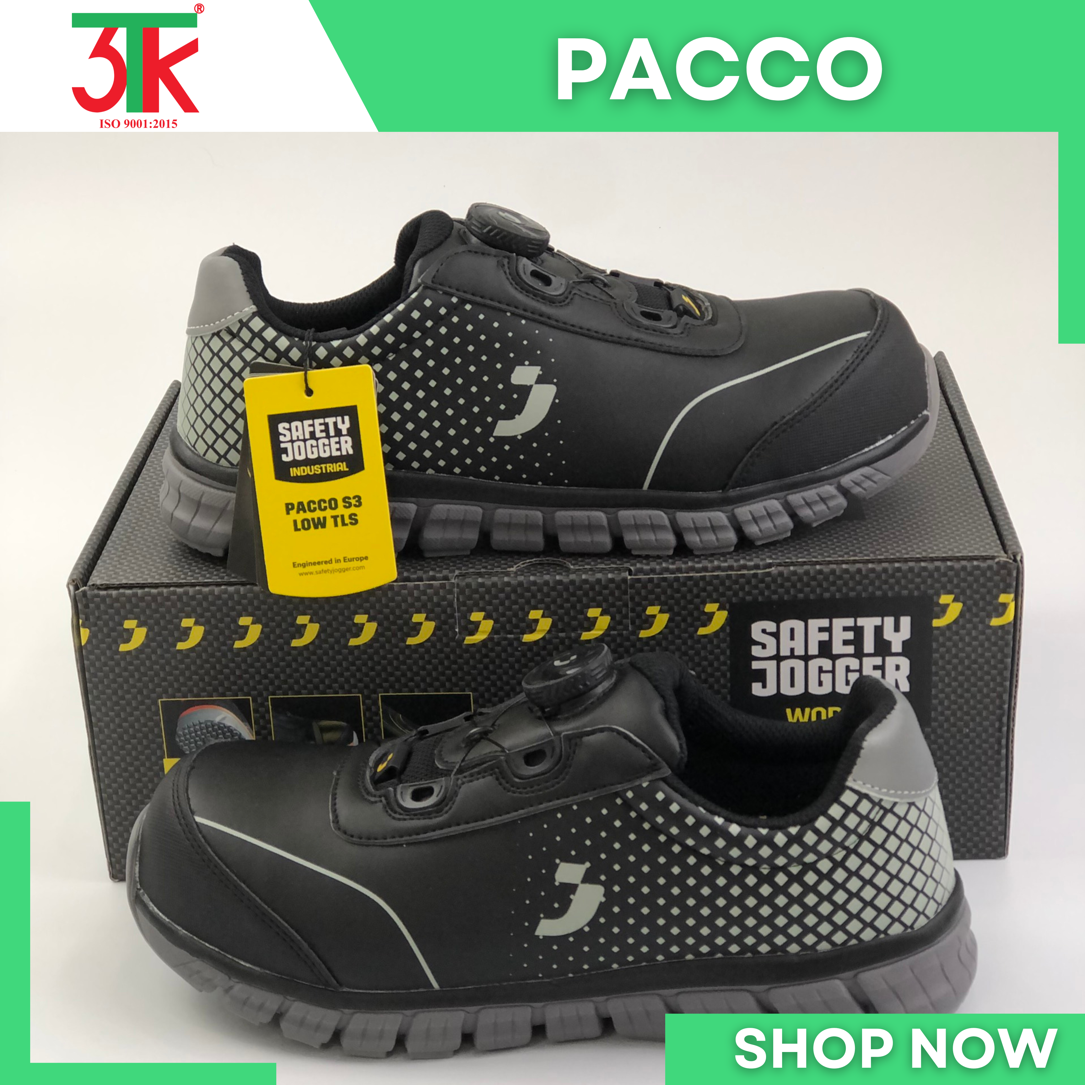 Giày bảo hộ lao động Safety Jogger Pacco S3 TLS  Dáng thể thao , Siêu nhẹ , Chống đâm xuyên , Chống trơn trượt , Chống tĩnh điện , Chống dầu