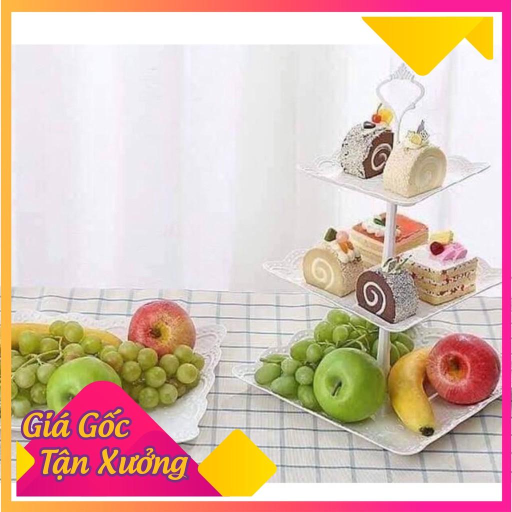 Khay đĩa nhựa 3 tầng CỰC ĐẸP ĐỂ HOA QUẢ BÁNH KẸO